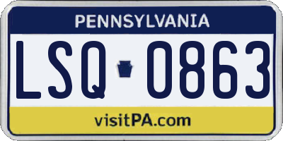PA license plate LSQ0863
