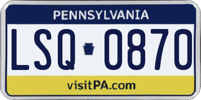 PA license plate LSQ0870