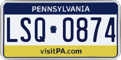 PA license plate LSQ0874
