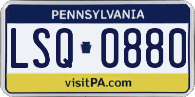 PA license plate LSQ0880