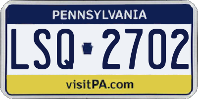 PA license plate LSQ2702