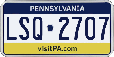 PA license plate LSQ2707