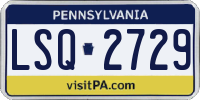 PA license plate LSQ2729