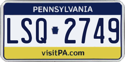 PA license plate LSQ2749