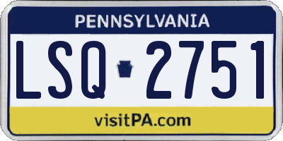 PA license plate LSQ2751