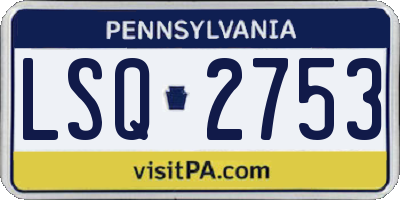 PA license plate LSQ2753