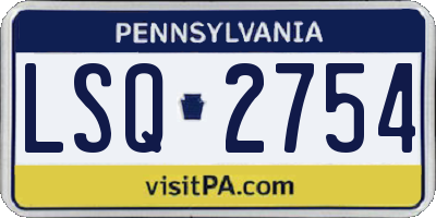 PA license plate LSQ2754