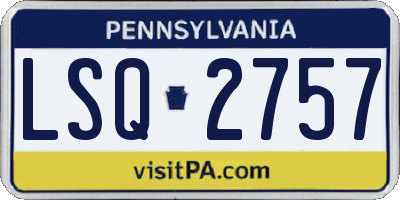 PA license plate LSQ2757