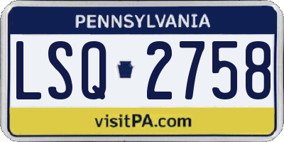 PA license plate LSQ2758