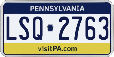 PA license plate LSQ2763