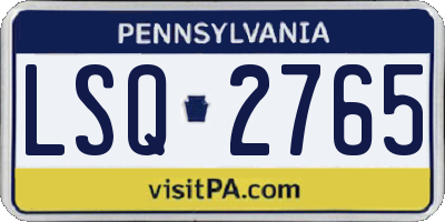 PA license plate LSQ2765