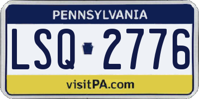 PA license plate LSQ2776