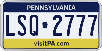 PA license plate LSQ2777