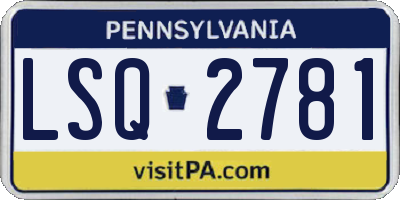 PA license plate LSQ2781