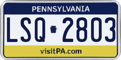 PA license plate LSQ2803