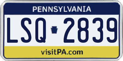 PA license plate LSQ2839