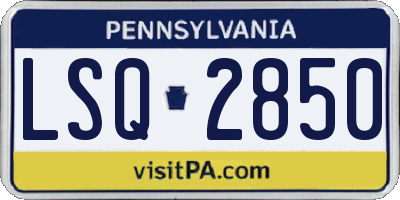 PA license plate LSQ2850