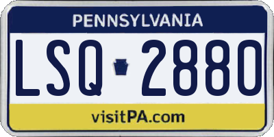 PA license plate LSQ2880