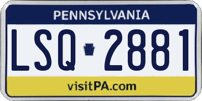 PA license plate LSQ2881