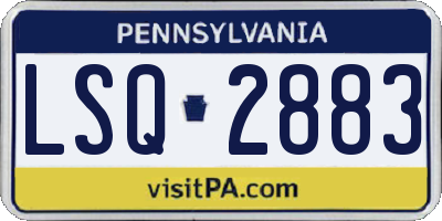 PA license plate LSQ2883