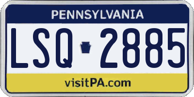 PA license plate LSQ2885