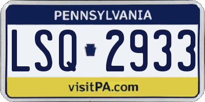 PA license plate LSQ2933