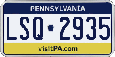 PA license plate LSQ2935