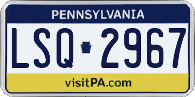 PA license plate LSQ2967