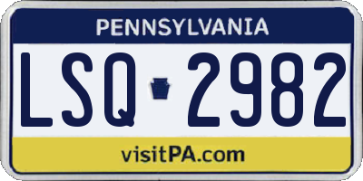 PA license plate LSQ2982