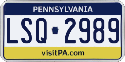 PA license plate LSQ2989