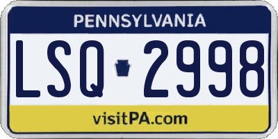 PA license plate LSQ2998