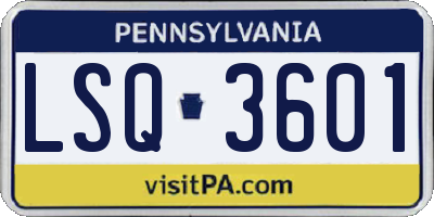 PA license plate LSQ3601