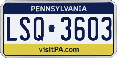 PA license plate LSQ3603
