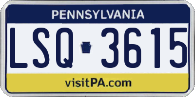 PA license plate LSQ3615