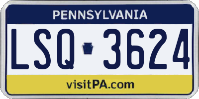 PA license plate LSQ3624