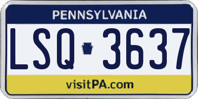 PA license plate LSQ3637
