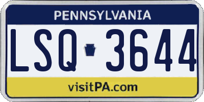 PA license plate LSQ3644