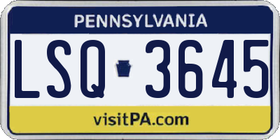 PA license plate LSQ3645