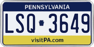 PA license plate LSQ3649