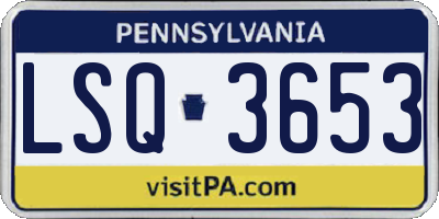 PA license plate LSQ3653