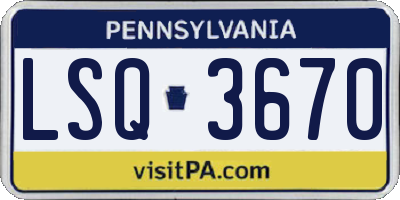 PA license plate LSQ3670