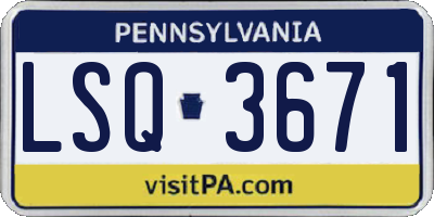 PA license plate LSQ3671