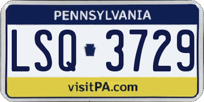 PA license plate LSQ3729