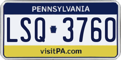 PA license plate LSQ3760
