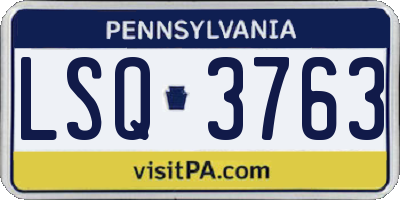 PA license plate LSQ3763