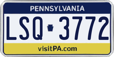 PA license plate LSQ3772