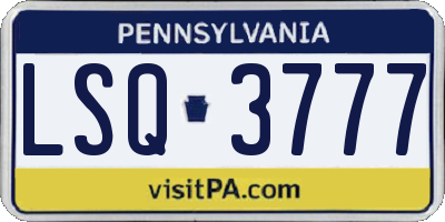 PA license plate LSQ3777