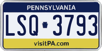 PA license plate LSQ3793