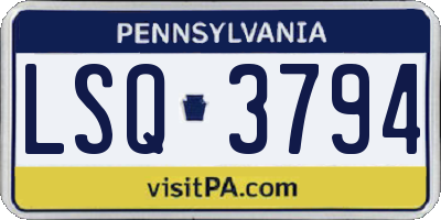 PA license plate LSQ3794
