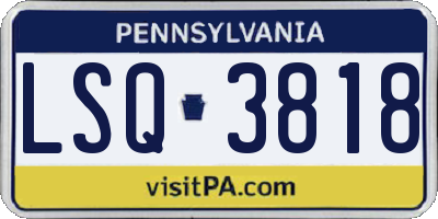 PA license plate LSQ3818